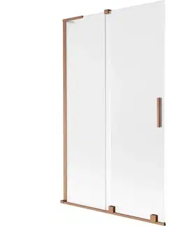Sprchové dvere MEXEN/S - Velar L dvojkrídlová posuvná vaňová zástena 110 x 150, dekor, meď kartáčovaná 896-110-003-31-65