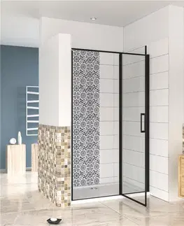 Sprchovacie kúty H K - Sprchové dvere BLACK SAFIR B5 90, jednokrídlové s pevnou stenou 89-91 x 185 cm SE-BLACKSAFIRB590
