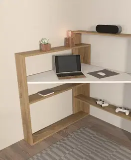Písacie stoly Písací stôl Kelly - Walnut, White