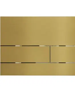 WC tlačidlá k nádržkám CERANO - Ovládacie tlačidlo splachovania Line k WC modulu Profi - nerezová oceľ - kartáčovaná zlatá CER-8050BD80367