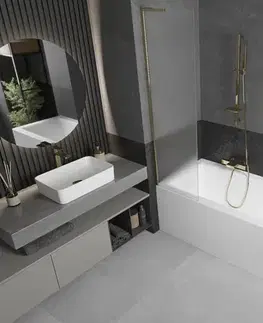Sprchové dvere MEXEN/S - Next L vaňová zástena FIX 50 x 150, dekor, zlatá 895-050-000-03-30-50