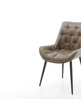 Jedálenské stoličky DELIFE Jedálenská stolička Taimi-Flex mikrovlákno taupe vintage 4-nohá zúžená čierna