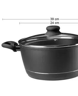 Hrnce NABBI Royal hrniec so sklenenou pokrievkou 4,5 l čierna