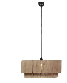Závesné svietidlá Japandi závesná lampa čierna s hnedým lanom 60cm - Smilla