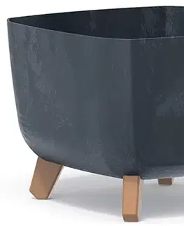 Kvetináče a truhlíky NABBI DGQL300E plastový kvetináč na nožičkách 29 cm antracit