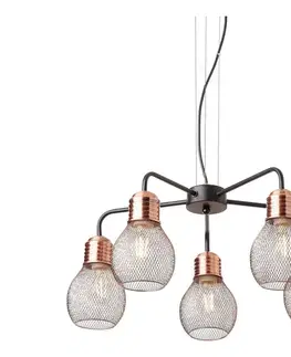 Svietidlá Redo 01-1580 - Luster na lanku EDISON 5xE27/42W/230V priemer 53 cm čierna/medená 01-1580