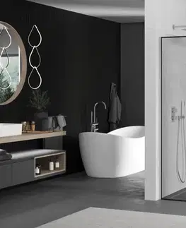 Sprchové dvere MEXEN/S - KIOTO Sprchová zástena WALK-IN 50x200 cm 8 mm, chróm, čierny profil 800-050-101-01-70
