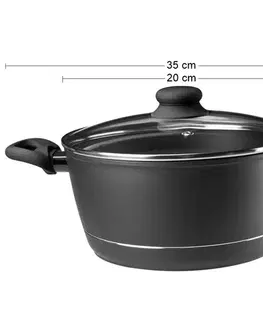 Hrnce NABBI Royal hrniec so sklenenou pokrievkou 2,5 l čierna