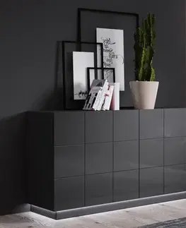 Komody CAMA MEBLE Reja KOM2D dvojdverová komoda grafit lesk