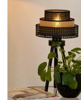 Lampy BRILAGI - Stolná lampa DAKOTA LUNETA 1xE27/15W/230V čierna/ratan 607896