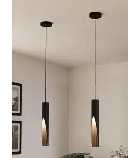 Svietidlá Eglo 900874 - LED luster na lanku BARBOTTO 1xGU10/4,5W/230V čierna/hnedá 900874