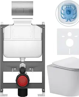 Záchody CERANO - Kompletný WC set Basic/Cesso - biela lesklá - WC tlačidlo Modulo/Strieborná - ovládanie zhora - predstenová inštalácia - 49x36 CER-8050BD85965