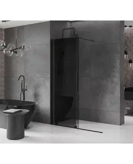 Sprchové dvere MEXEN/S - Velar Sprchová zástena posuvná Walk-in 140 x 200, grafit 8 mm, čierna 871-140-000-43-70