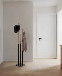 Stojacie vešiaky KONDELA Tavel vešiak čierna / prírodná