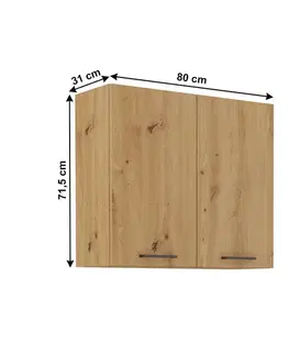 Kuchynské horné skrinky KONDELA Monro 80 G-72 2F horná kuchynská skrinka dub artisan