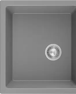 Kuchynské drezy MEXEN MEXEN - Tomas granitový drez 2-bowl 800x500 mm, sivý, sifón chróm 6516802000-71