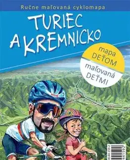 Voda, lyže, cyklo Turiec a Kremnicko - ručne maľovaná cyklomapa