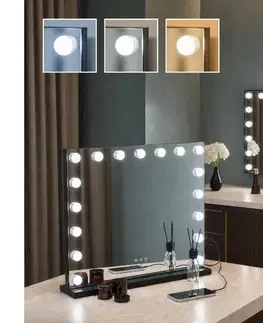 Kúpeľňové zrkadlá BRILAGI - LED stmievateľné make-up zrkadlo HOLLYWOOD LED/15W/230V 60x50 cm čierne FG-M6-WD11-6050-BLK