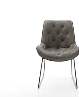 Jedálenské stoličky DELIFE Jedálenská stolička Taimi-Flex mikrovlákno sivá vintage tenká podstava čierna