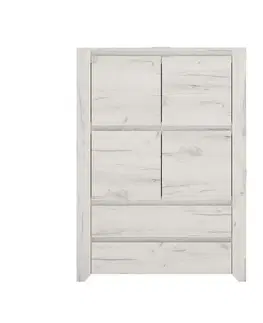Komody KONDELA Angel Typ 33 4D-2S štvordverová komoda biela / craft