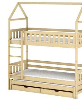 Poschodové postele Posteľ Domček Iga 80x160 borovica