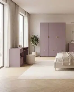Nočné stolíky SANILA nocný stolík, 2 zásuvky, fialová slivka