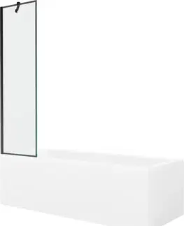 Sprchové dvere MEXEN/S - Cubik obdĺžniková vaňa 170 x 70 cm s panelom + vaňová zástena 50, čierna vzor 550317070X9505007070