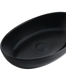 Umývadlá CERANO - Umývadlo z liateho mramoru Luna - na dosku - čierna matná - 52,8x30,9 CER-WB19B