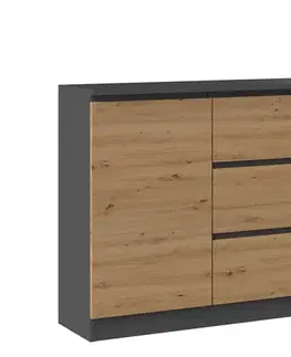 Komody a skrinky Moderná komoda 2D3S, antracit/ dub artisan