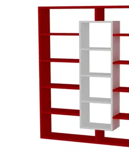 Regály SAMPLE designová knižnica, červená/biela