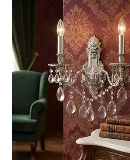 Svietidlá Ideal Lux - Krištáľové nástenné svietidlo GIOCONDA 2xE14/40W/230V strieborná 044910