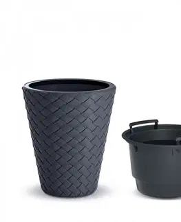 Kvetináče a truhlíky NABBI DBMT400 plastový kvetináč 40 cm antracit