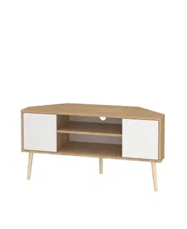 TV stolíky CYPRUS rohový TV stolík, biela/dub zafírový