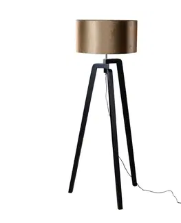 Stojace lampy Stojacia lampa čierna s velúrovým tienidlom bronz 50 cm - Puros