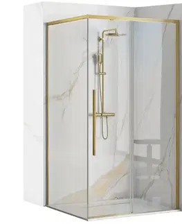 Sprchovacie kúty REA/S - Sprchovací kút SOLAR - zlatý Brush 90x90 So sprchovou vaničkou Savoy KPL-96018