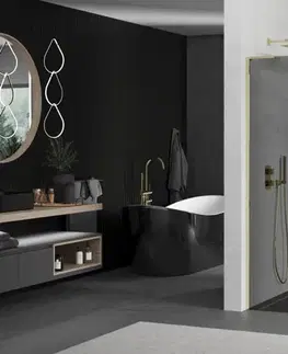 Sprchové dvere MEXEN/S - Kioto L Sprchová zástena WALK-IN 100 x 200, grafit, zlatá 800-100-103-50-40