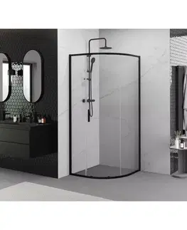 Sprchovacie kúty MEXEN/S - Exo štvrťkruhový posuvný sprchovací kút 100 x 100, transparent, čierna 8131-100-100-70-00