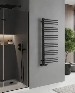 Radiátory do kúpeľne MEXEN - Neptún vykurovací rebrík/radiátor 1200 x 500 mm, 456 W, čierna W101-1200-500-00-70