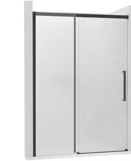 Sprchovacie kúty CERANO - Sprchové posuvné dvere Lantono - ľavá - 8 mm - Soft-Close - čierna matná, mliečne sklo - 150x195 CER-662623