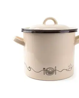 Hrnce Kinekus Hrniec smaltovaný s pokrievkou, 19cm/4L, dekor Linea