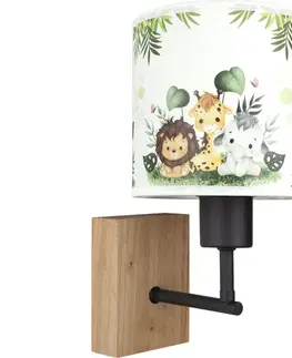 Svietidlá BRILAGI - Nástenná lampa BOBO WOOD 1xE27/25W/230V dub/čierna/biela/zelená/džungľa BG1561+BG5588