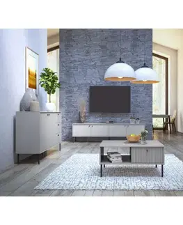 TV stolíky KONDELA Aris 2D tv stolík sivá / čierna