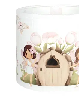 Lampy BRILAGI - Univerzálne tienidlo BOBO E27 pr. 15 cm biela/ružová/víly 757502