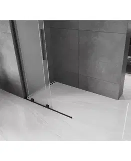 Sprchové dvere MEXEN/S - Velar L Sprchová zástena posuvná Walk-in 110 x 200, dekor 8 mm, čierna 871-110-003-33-70