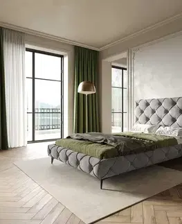 Čalúnené postele DELIFE Čalúnená posteľ Nayara 140x200 cm mikrovlákno sivá