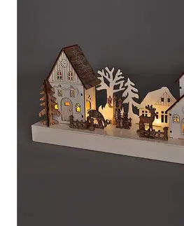 Vianočné osvetlenie  LED vánoční vesnička 34x17cm dřevo 4 LED 2x AA 1V256