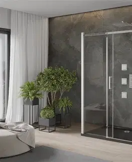 Vane MEXEN/S - OMEGA sprchovací kút 3-stenný 140x90, transparent, chróm + vanička vrátane sifónu 825-140-090-01-00-3s-4070
