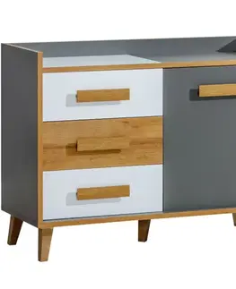 Komody na nožičkách Komoda W6 Werso Riviera/Biely/Antracit