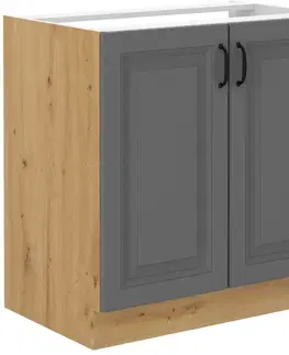 Kuchynské skrinky STELLA 80 dolná drezová skrinka, stredne šedá/dub Artisan