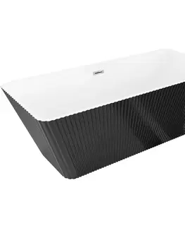 Vane MEXEN/S - Tava voľne stojaca vaňa reliéf 170 x 75, biela/čierna, sifón a prepad chróm 52851707575-01